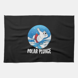 Polar Plunge Ice Jump Polar Bear Winter Swim Kitchen Towel
