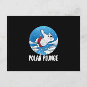 Polar Plunge Ice Jump Polar Bear Winter Swim Postcard