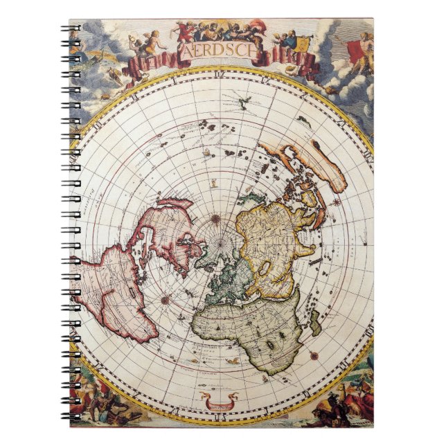 Polar Projection World Map Notebook (Front)
