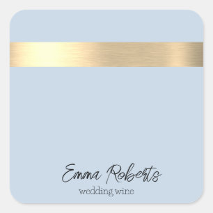 Polar Sky Blue Gold Foil Rustic Faux  Square Sticker