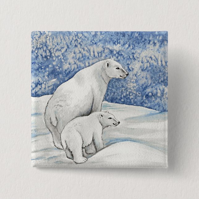 Polar Snow Bears Button (Front)