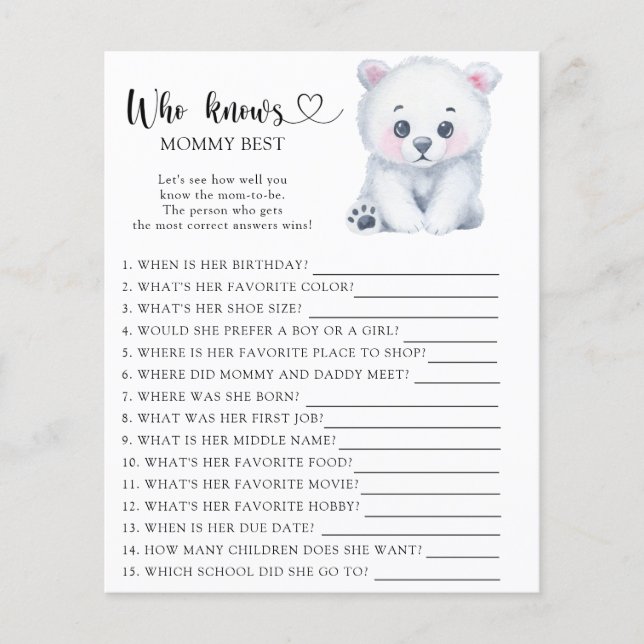 Polar Teddy Bear - Who knows mommy best (Front)