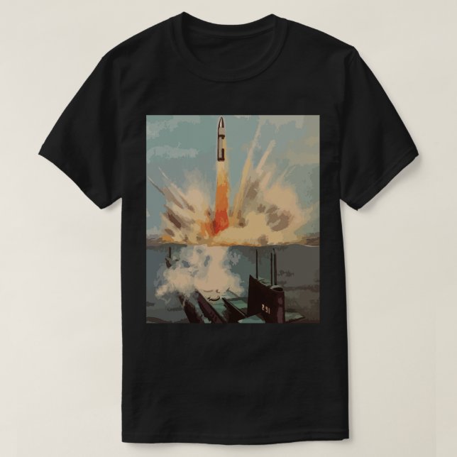 Polaris Nuclear Missile Submarine Launch Retro Art T-Shirt (Design Front)