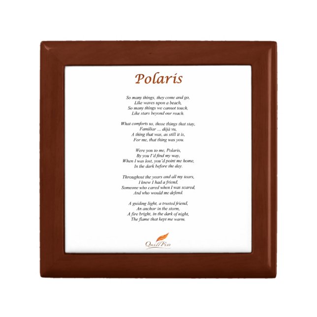 Polaris Poem on Wooden Jewelry Keepsakes Box (Front)