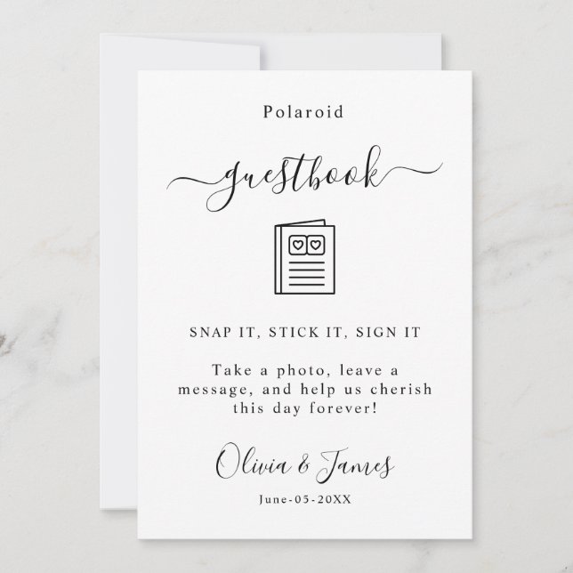 Polaroid Guest Book Sign Template Wedding, (Front)