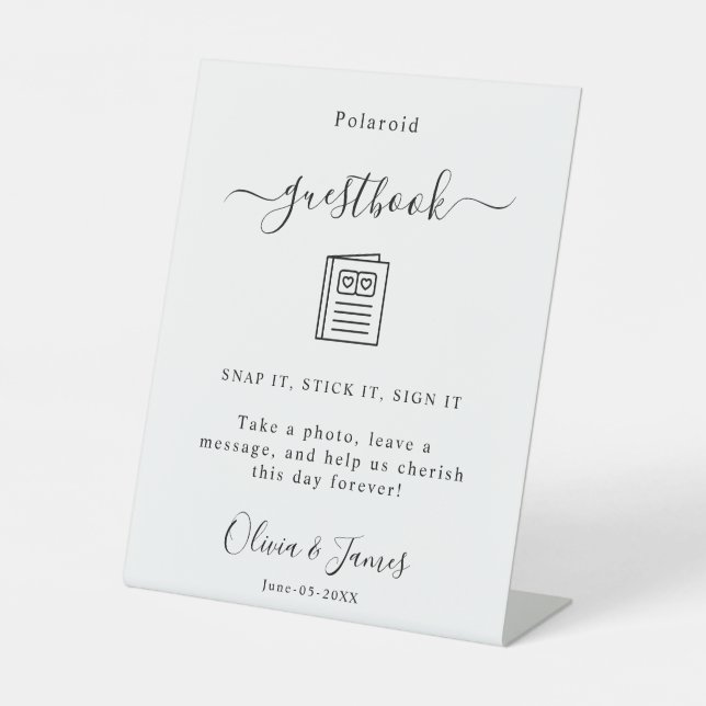 Polaroid Guest Book Sign Template Wedding Sign, (Front)