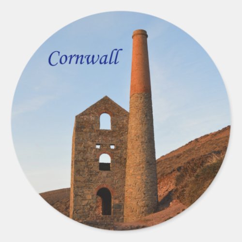 Poldark Country Mine Ruins Cornwall England Classic Round Sticker