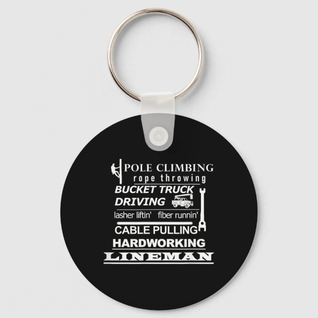 Pole Climbing Fiber Running Cable Pulling Lineman Keychain (Front)