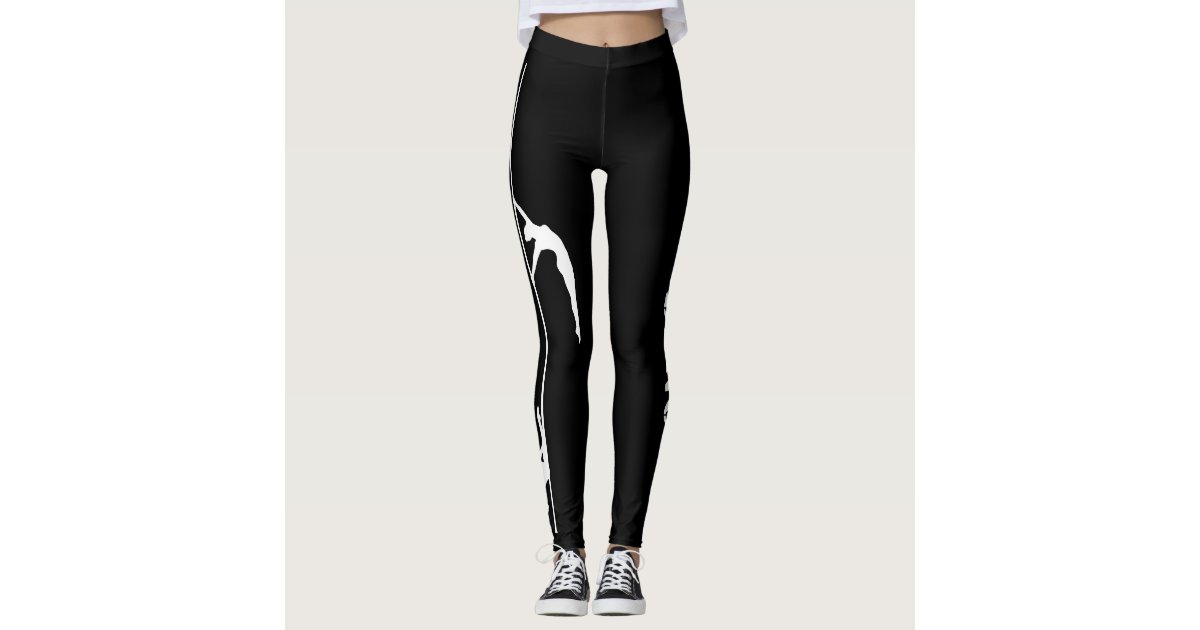 Pole Dance Black & White Leggings with Silhouette | Zazzle