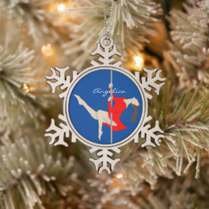 Pole Fitness Snowflake Pewter Christmas Ornament