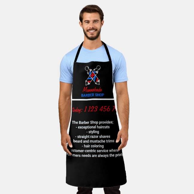 Pole Logo Black Red Navy Barber Apron