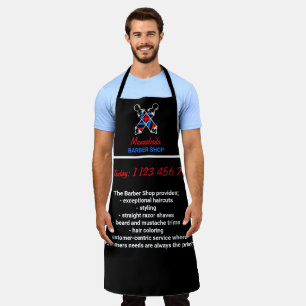 Pole Logo Black Red Navy Barber Apron