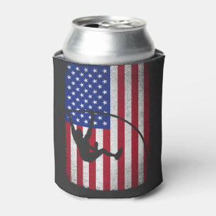 Pole Vault American Flag 4th of July Jump Sports Can Cooler