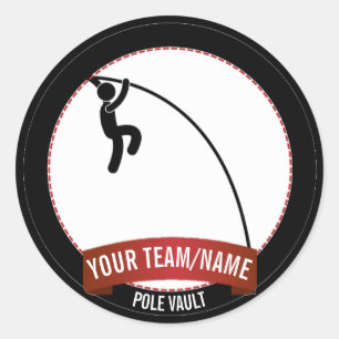 Pole Vault black white and red Personalized Classic Round Sticker