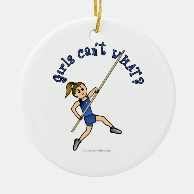 Pole Vault - Blue (Light) Ceramic Ornament (Front)