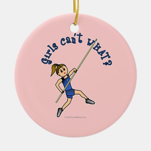 Pole Vault - Blue (Light) Ceramic Ornament (Front)