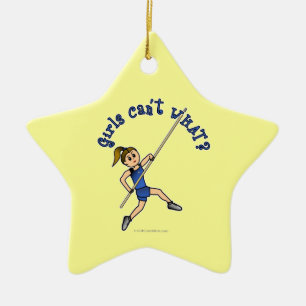 Pole Vault - Blue (Light) Ceramic Ornament