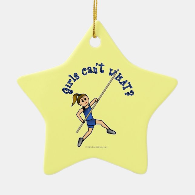 Pole Vault - Blue (Light) Ceramic Ornament (Front)