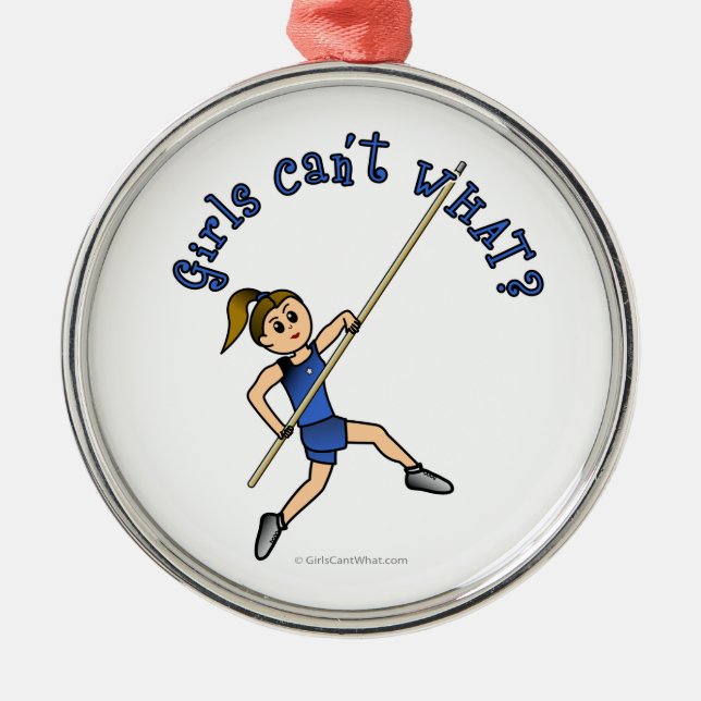 Pole Vault - Blue (Light) Metal Ornament (Front)