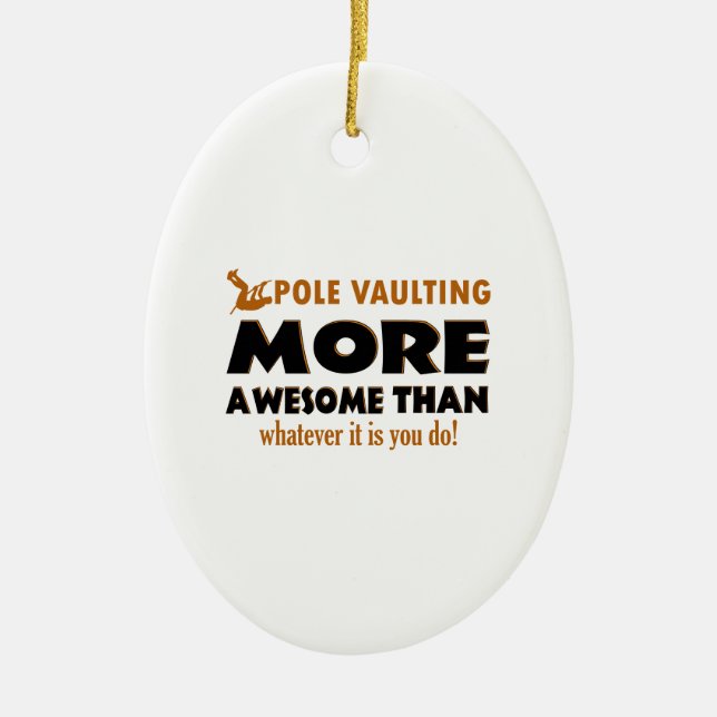 Pole vault designs ceramic ornament (Front)
