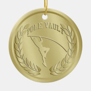 Pole Vault Gold Toned Medal Ornament by tjssportsmania at Zazzle