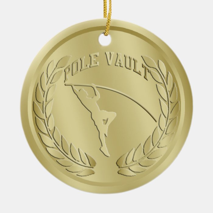 Pole Vault Gold Toned Medal Ornament