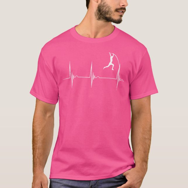 Pole Vault Heartbeat Ekg Pole Vaulter 	 - Black Sm T-Shirt (Front)