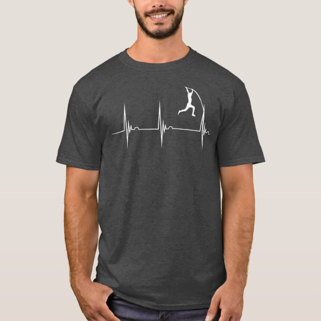 Pole Vault Heartbeat Pole Vaulter EKG Pole T-Shirt (Front)
