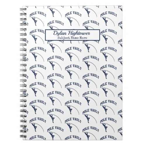 Pole Vault Pattern White Name  Subject Notebook