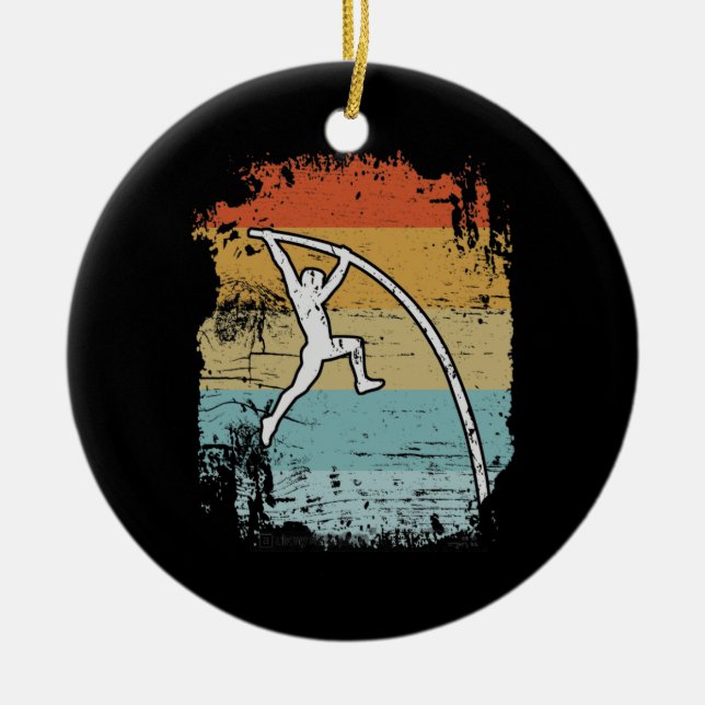 Pole Vault Pole Vaulting Retro Ceramic Ornament (Front)