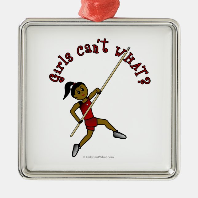 Pole Vault - Red (Dark) Metal Ornament (Front)