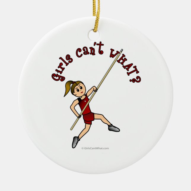 Pole Vault - Red (Light) Ceramic Ornament (Front)