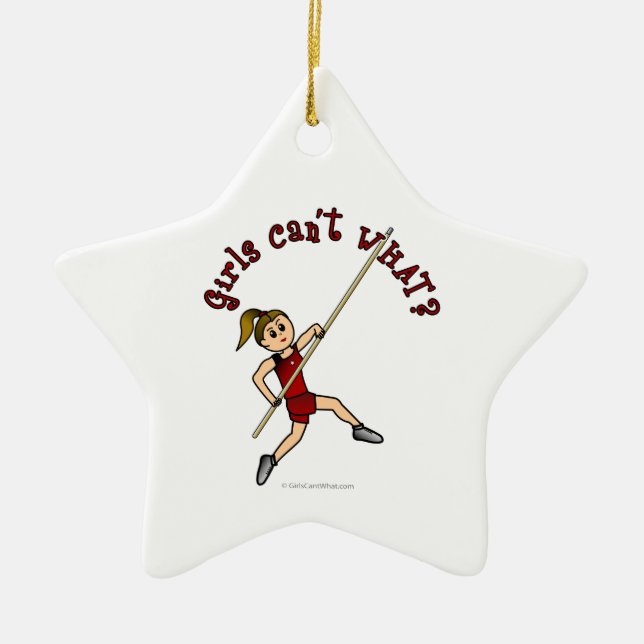 Pole Vault - Red (Light) Ceramic Ornament (Front)