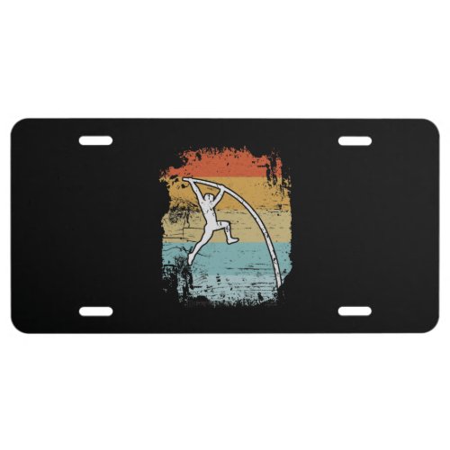 Pole Vault Retro License Plate