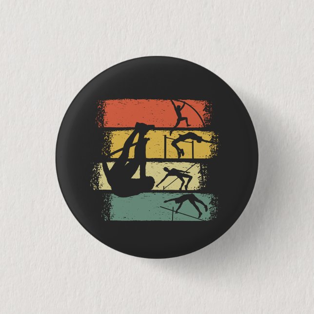 Pole Vault Retro Vintage Button (Front)