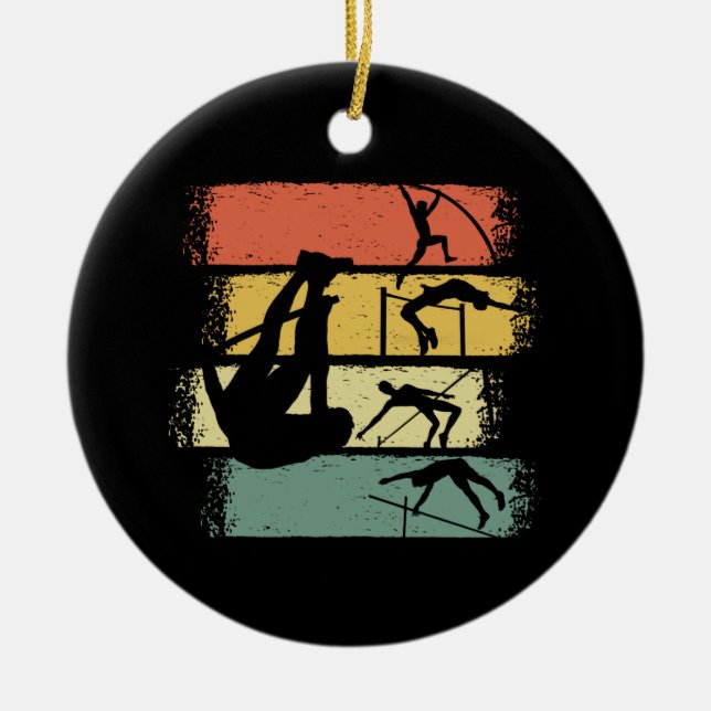 Pole Vault Retro Vintage Ceramic Ornament (Front)