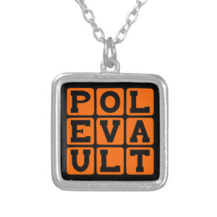 Pole Vault, Track and Field Sport Silver Plated Necklace