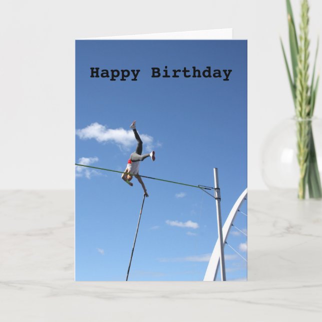 Pole Vaulter Happy Birthday Card (Front)