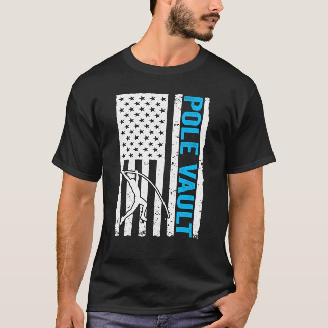 Pole Vaulter US Flag Pole Vault T-Shirt (Front)