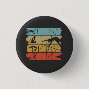 Pole Vaulting Retro Button