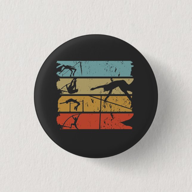 Pole Vaulting Retro Button (Front)