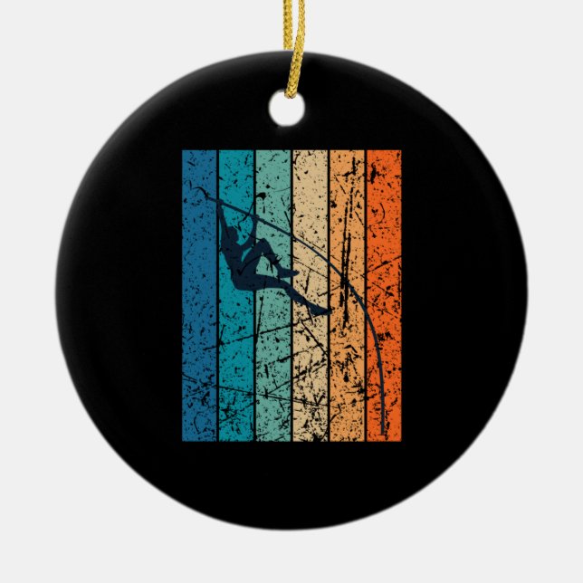 Pole Vaulting Retro Ceramic Ornament (Front)