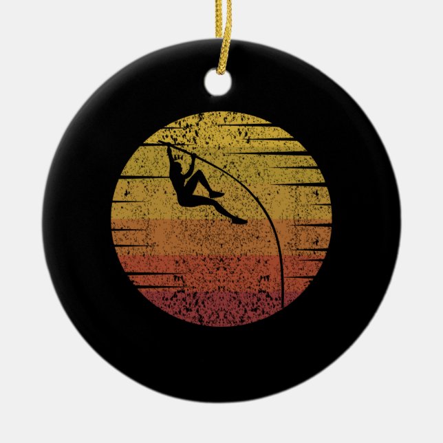 Pole Vaulting Retro Ceramic Ornament (Front)