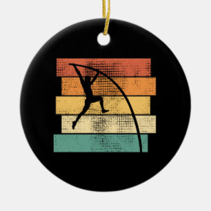 Pole Vaulting Retro Ceramic Ornament