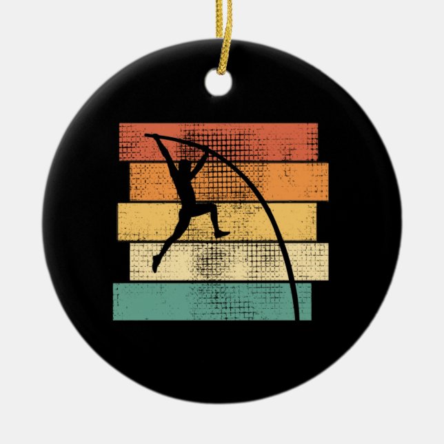 Pole Vaulting Retro Ceramic Ornament (Front)