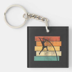 Pole Vaulting Retro Keychain
