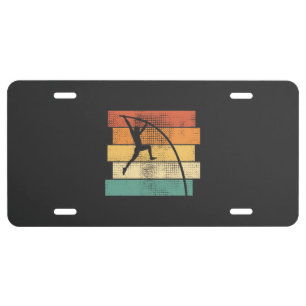 Pole Vaulting Retro License Plate