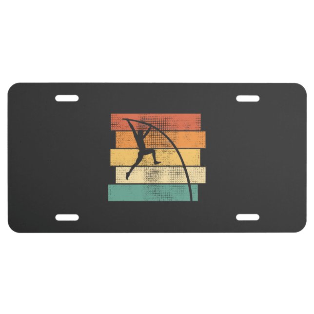 Pole Vaulting Retro License Plate (Front)