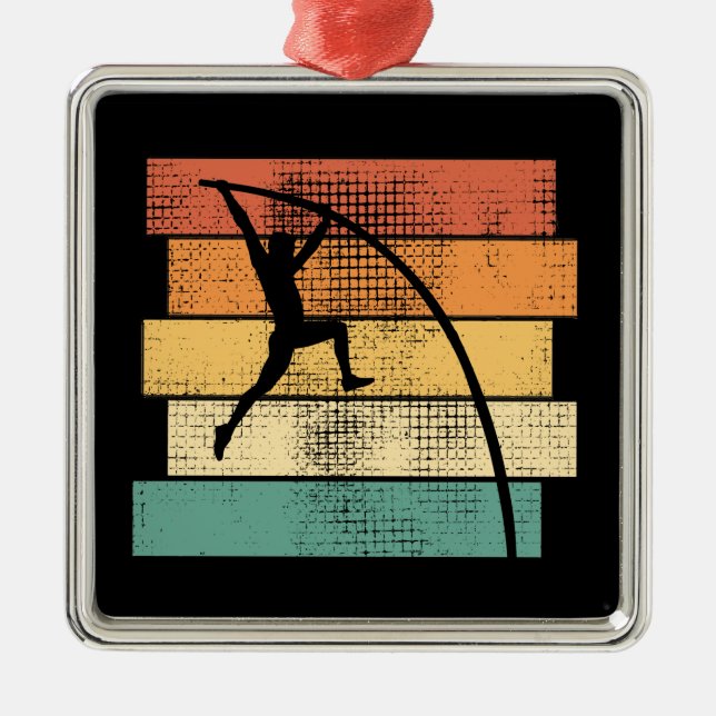 Pole Vaulting Retro  Metal Ornament (Front)