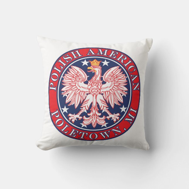 Poletown Michigan Polish Throw Pillow (Front)